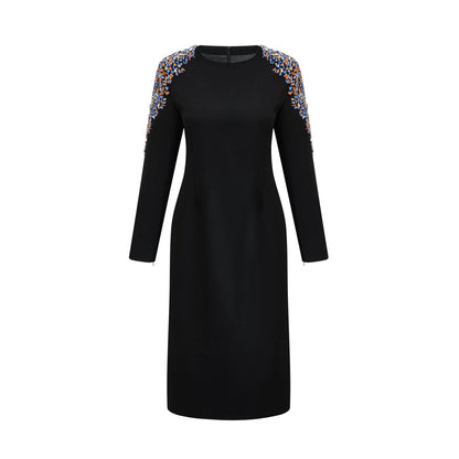 Maëlys black crystal-embellished midi dress