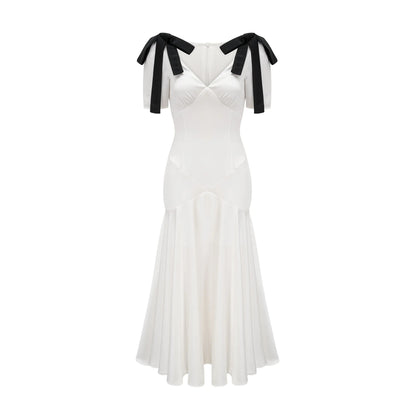 Cyrielle ribbon-detail puff-sleeve maxi dress
