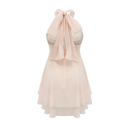Esmerie Sleeveless Bustier Mini Dress with Back Tie Detail