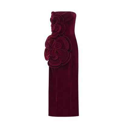 Azura Red Floral Applique Maxi Dress