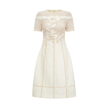 Diane Floral Embroidered Openwork Midi Dress