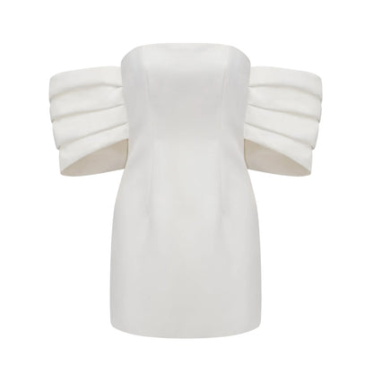 Helene White Oversize-bow Mini Dress