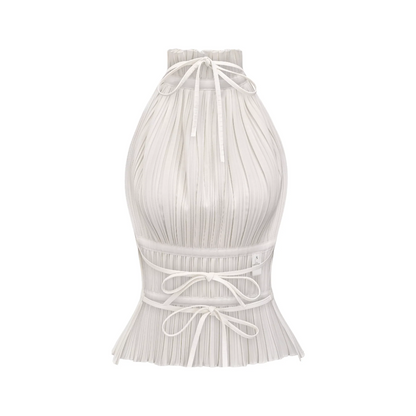 Milicent Open-Back Pleated Top