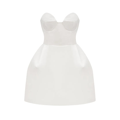 Laure White Bustier Off-Shoulder Mini Dress
