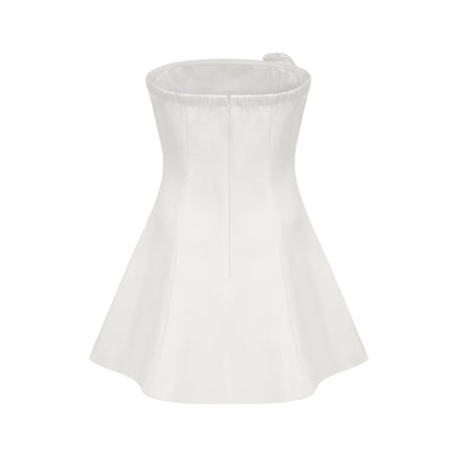 Rosalie White Faux-Flower Mini Dress