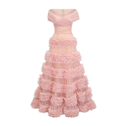 Solène Pink Tiered Maxi Dress