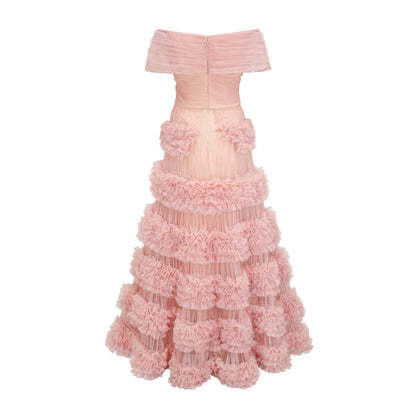 Solene Pink Tiered Maxi Dress