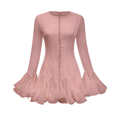 Anais Semi-Sheer Flared Mini Dress
