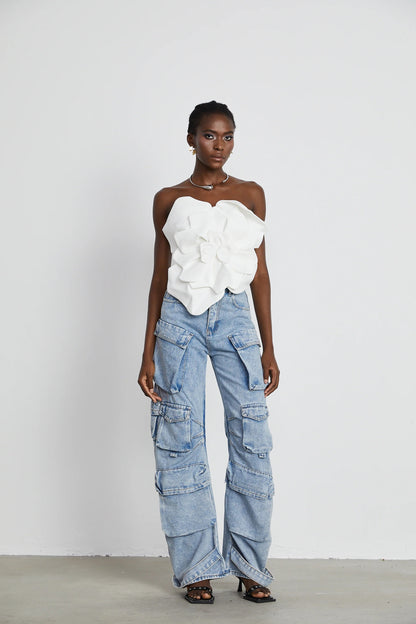 Pénélope White Floral Off-Shoulder Top