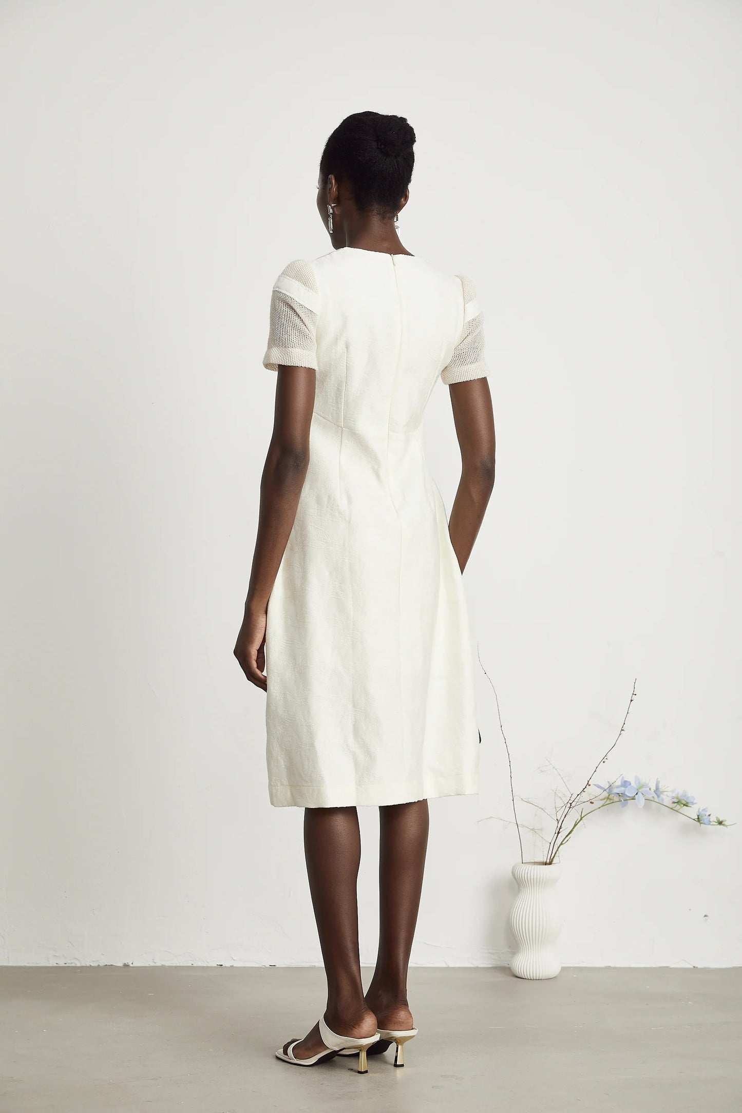 Diane Floral Embroidered Openwork Midi Dress