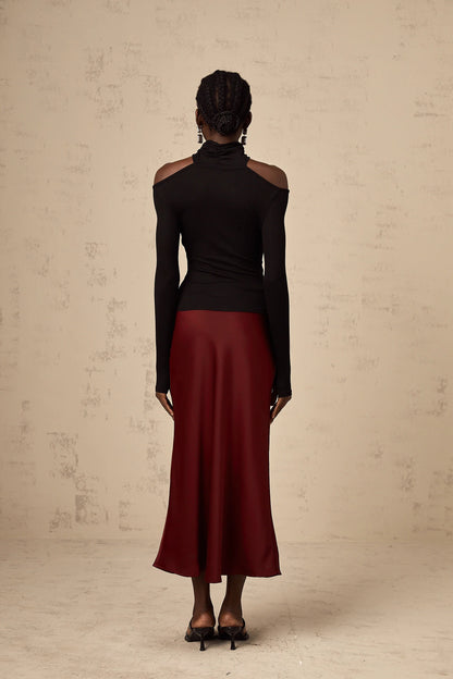 Odette Black Ruched Stretch-Jersey Top