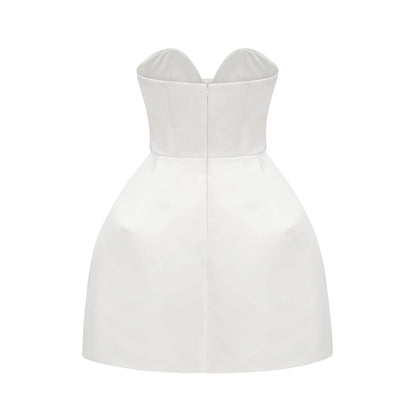 Laure White Bustier Off-Shoulder Mini Dress