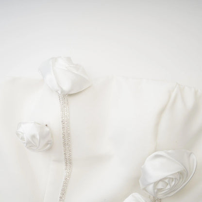 Rosalie White Faux-Flower Mini Dress