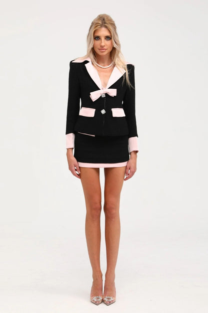 Uaine Black Two-Piece Jacket and Skirt Set