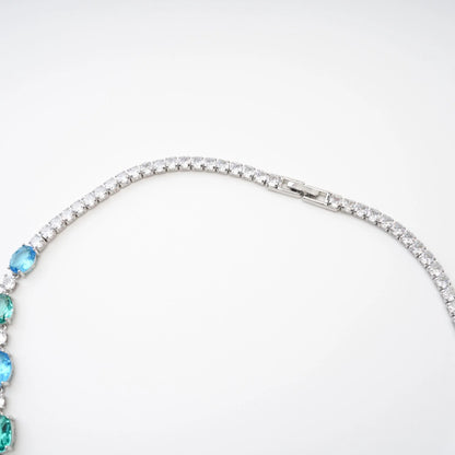 Yvette Drop Crystal Pendant Sterling Silver Necklace