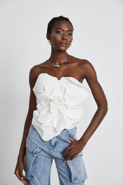 Pénélope White Floral Off-Shoulder Top