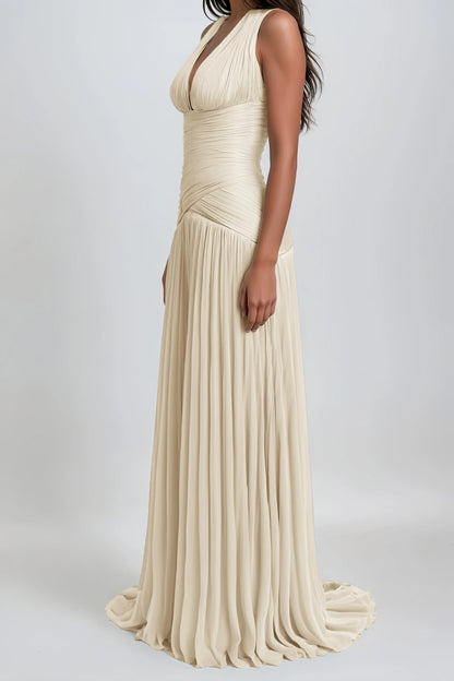 Uranie Neutral Gathered Maxi Dress
