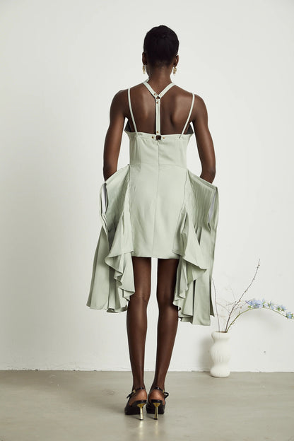 Michel layered-hemline mini dress