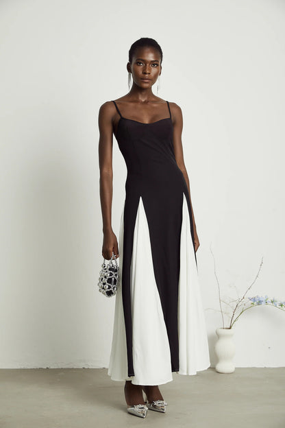 Sofie Contrast-color Pleated Maxi Dress