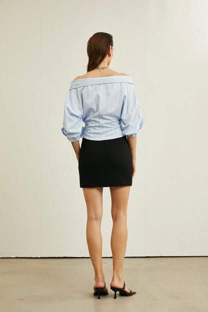 Helene Striped Off-Shoulder Blouse
