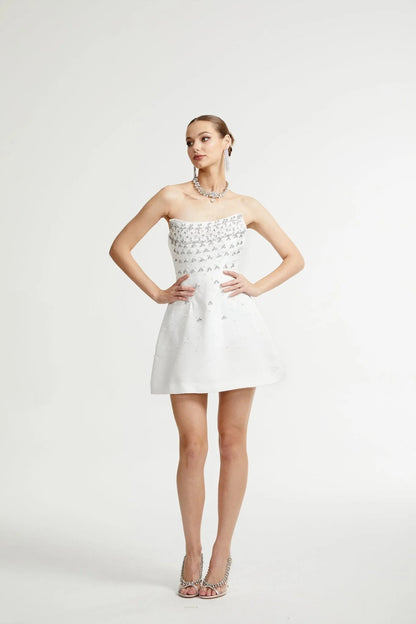 Melisande White Embellished Mini Dress