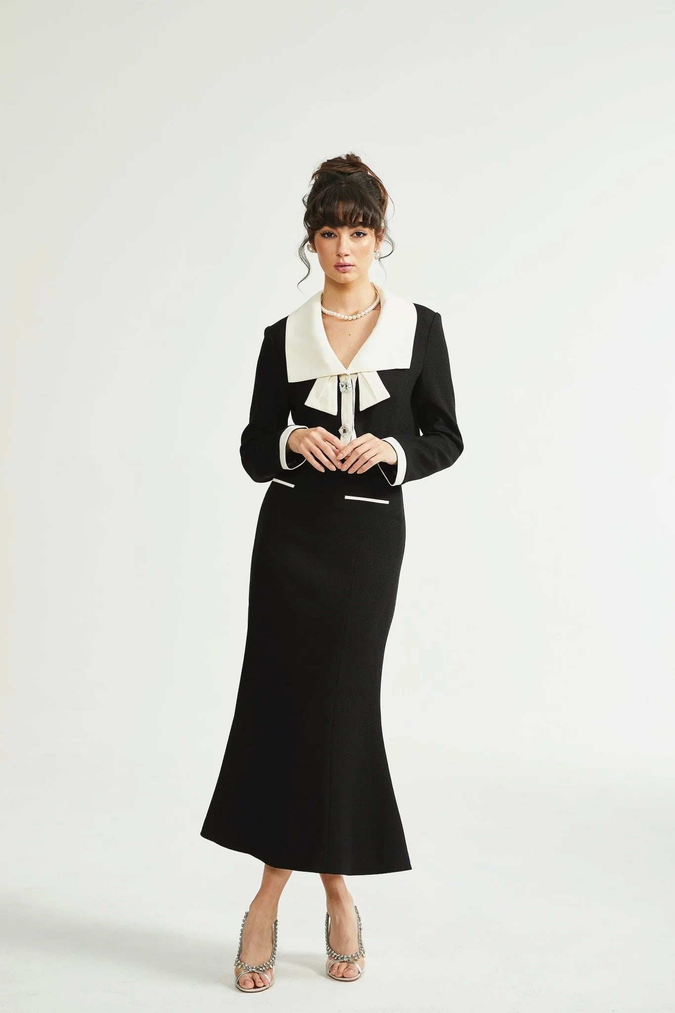 Odile black jacket & skirt matching set