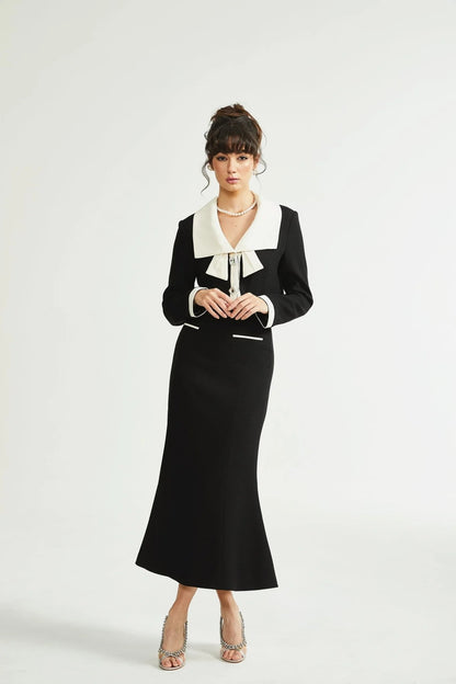 Odile black jacket & skirt matching set