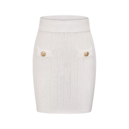 Button detailing knitted top & skirt matching set