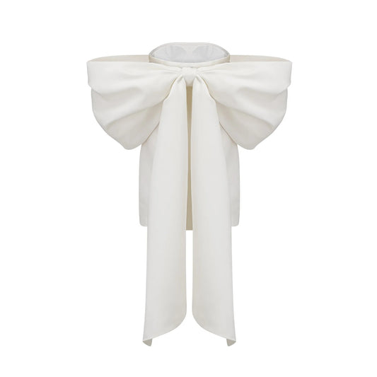 Hélène white oversize-bow mini dress