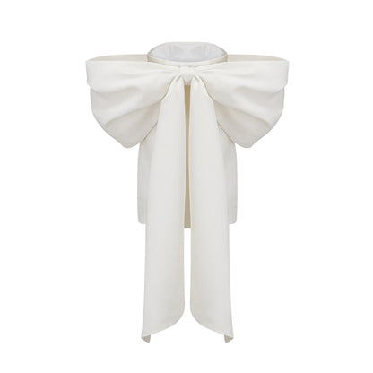 Hélène white oversize-bow mini dress