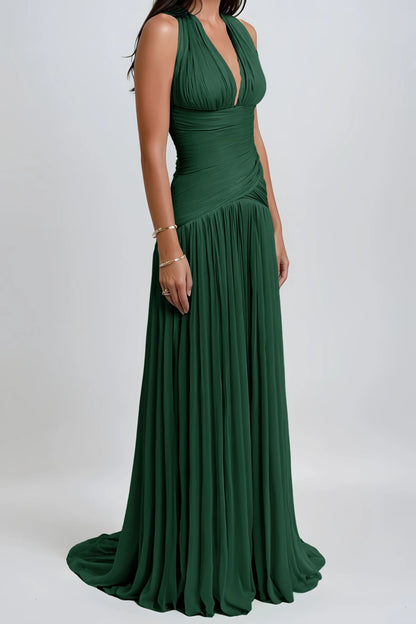 Uranie Emerald Green Gathered Maxi Dress