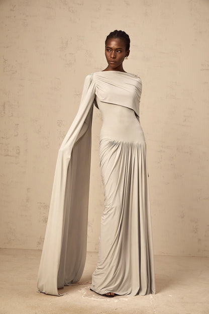Gaëlle neutrals ribbon-design draped maxi dress