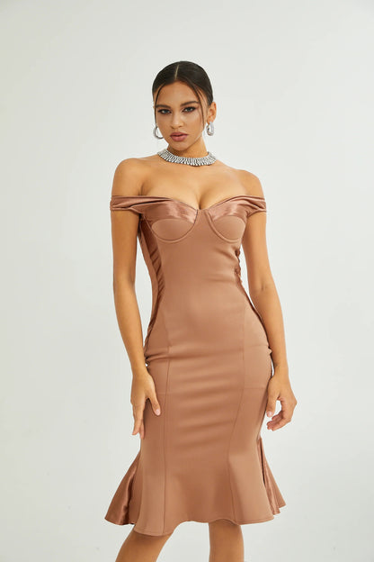 Clemence Bustier-Style Fitted Midi Dress