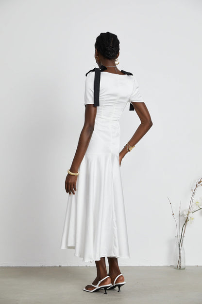 Cyrielle ribbon-detail puff-sleeve maxi dress