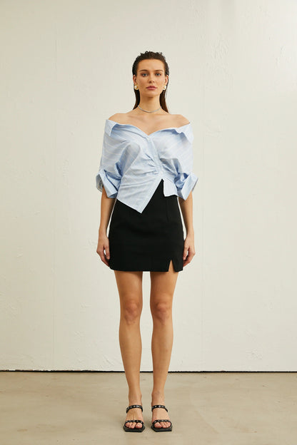 Helene Striped Off-Shoulder Blouse