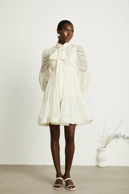 Thibaulte Tuck-Detail Pleated Tulle Mini Dress