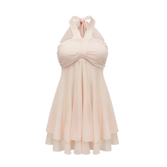 Esmerie Sleeveless Bustier Mini Dress with Back Tie Detail