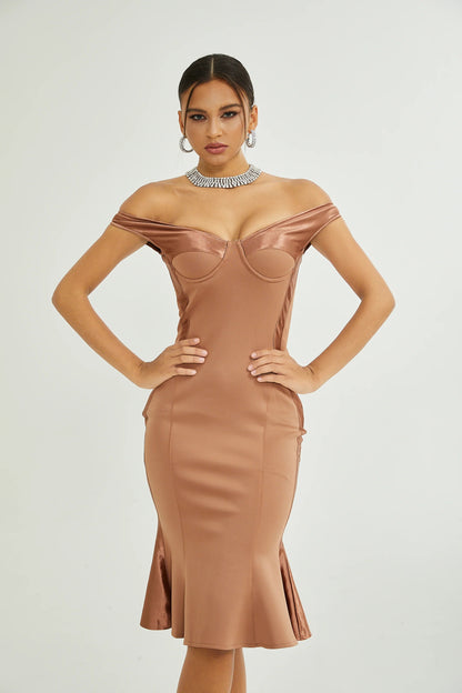 Clemence Bustier-Style Fitted Midi Dress