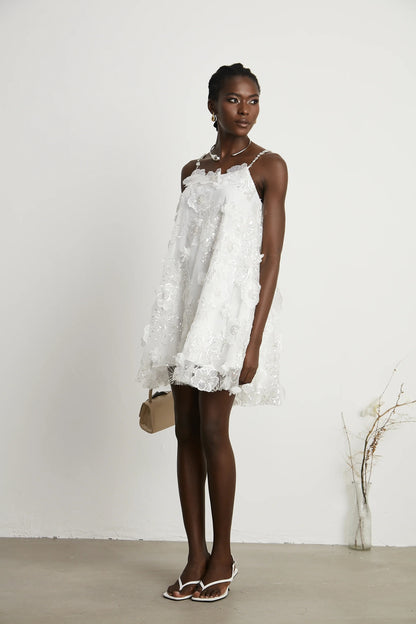 Suzette Crystal-Embellished Floral Mini Dress