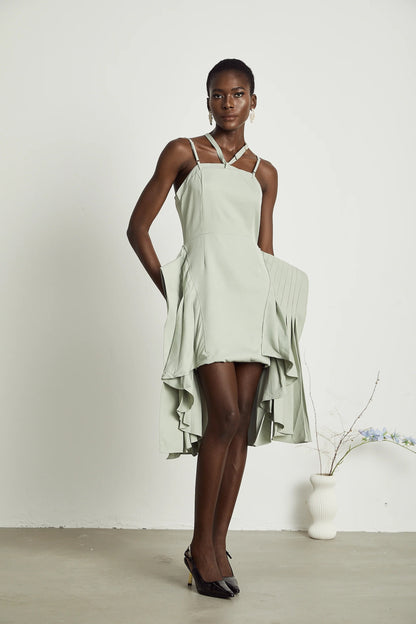 Michel layered-hemline mini dress