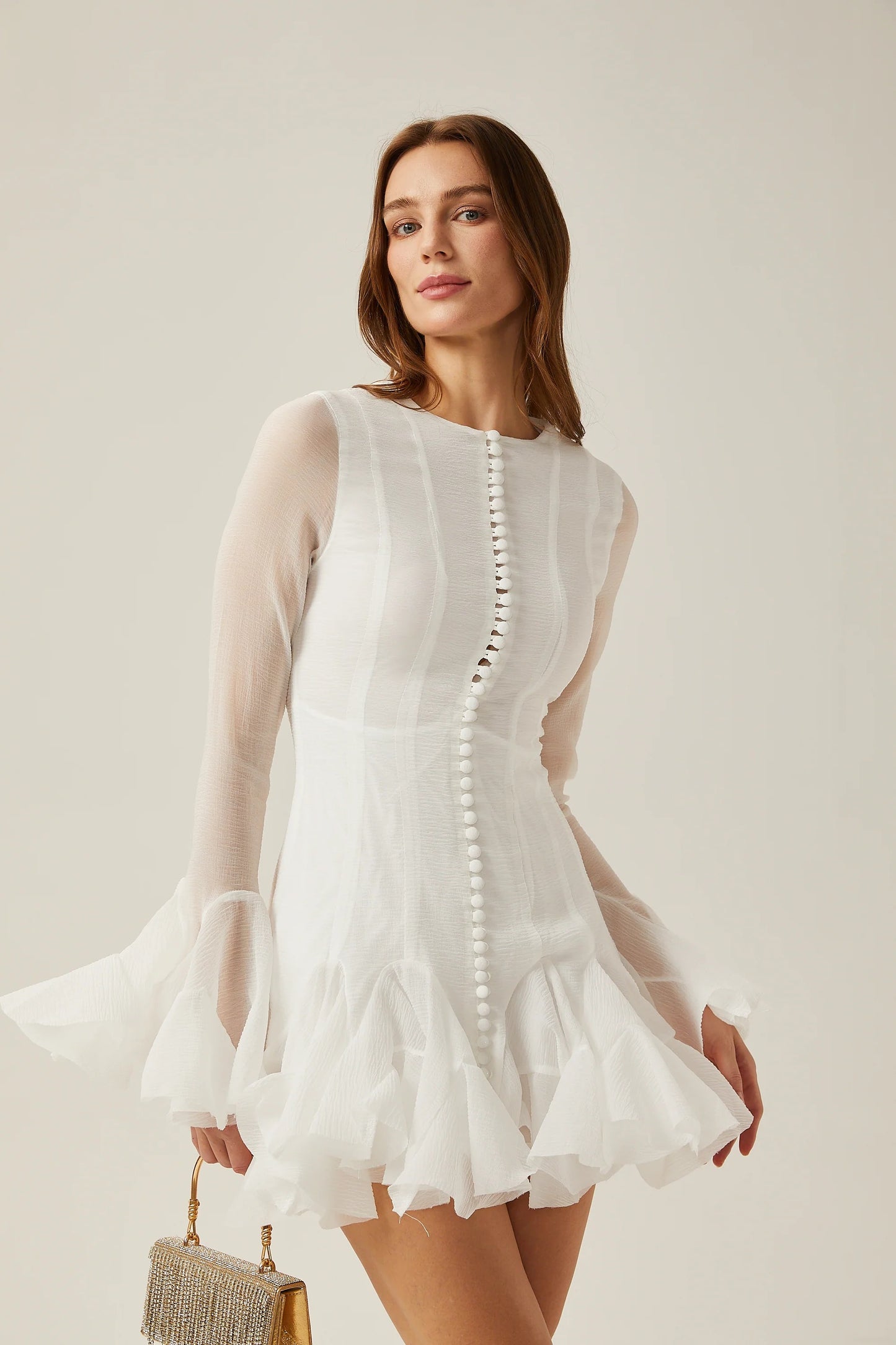 Anais Semi-Sheer Flared Mini Dress