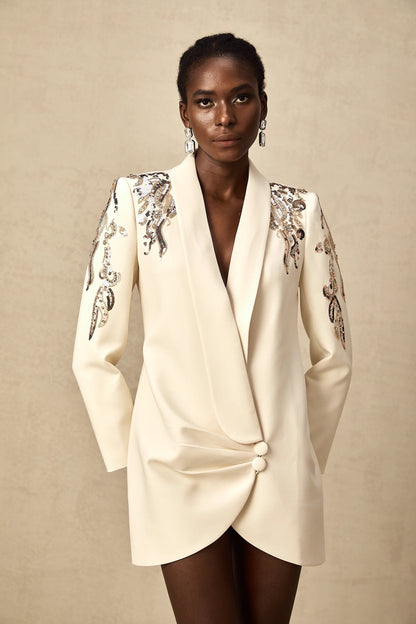 Elena Embellished Sequined Blazer Dress