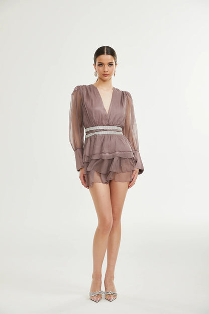 Ellica Crystal-Embellished Silk Mini Dress