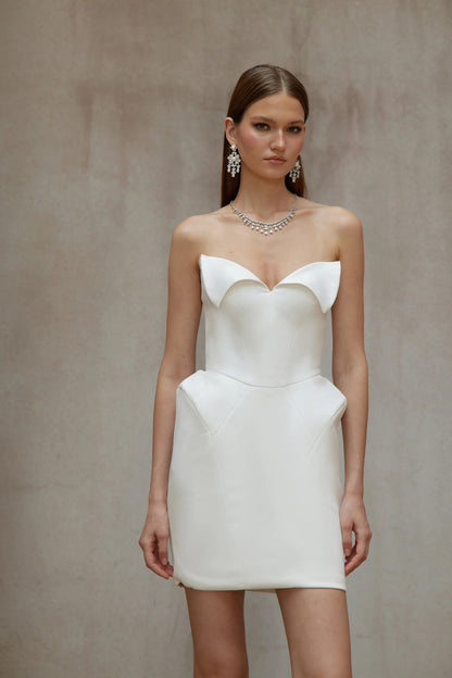 Alba White Barrel Waist Corset Mini Dress