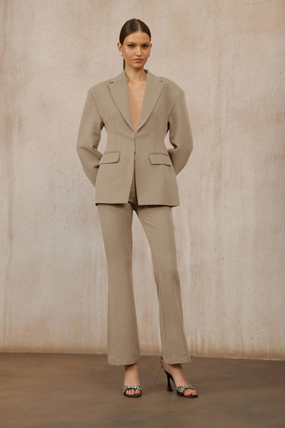 Prunille Khaki Lace-Up Blazer & Trousers Set