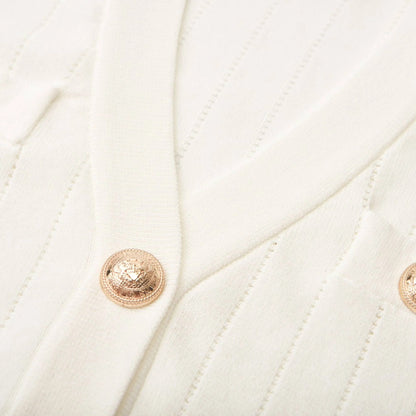 Button detailing knitted top & skirt matching set