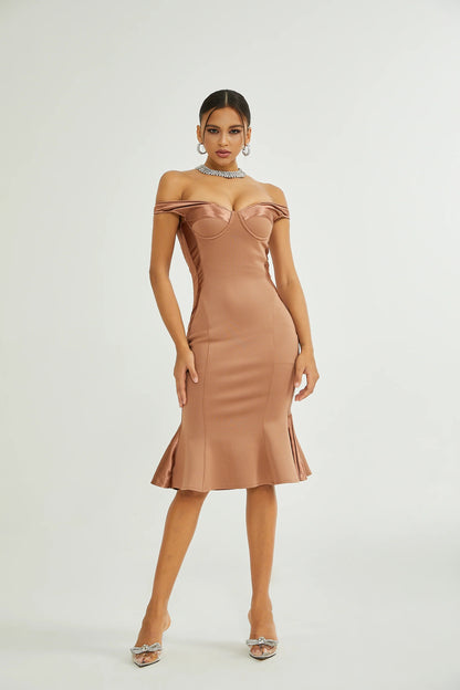 Clemence Bustier-Style Fitted Midi Dress