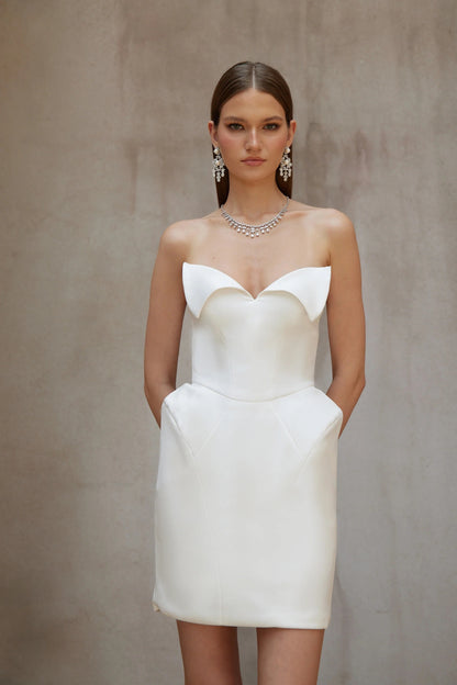 Alba White Barrel Waist Corset Mini Dress