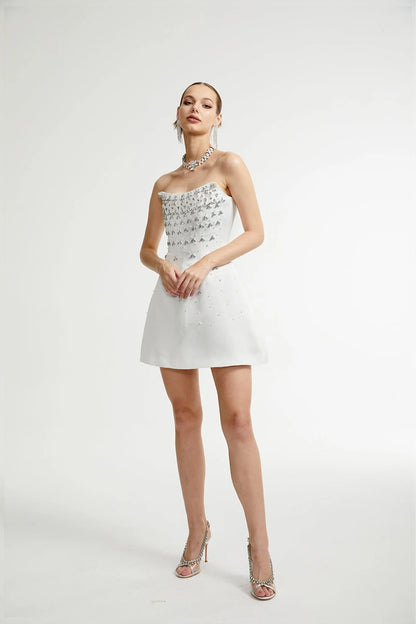 Melisande Black Embellished Mini Dress