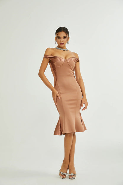 Clemence Bustier-Style Fitted Midi Dress